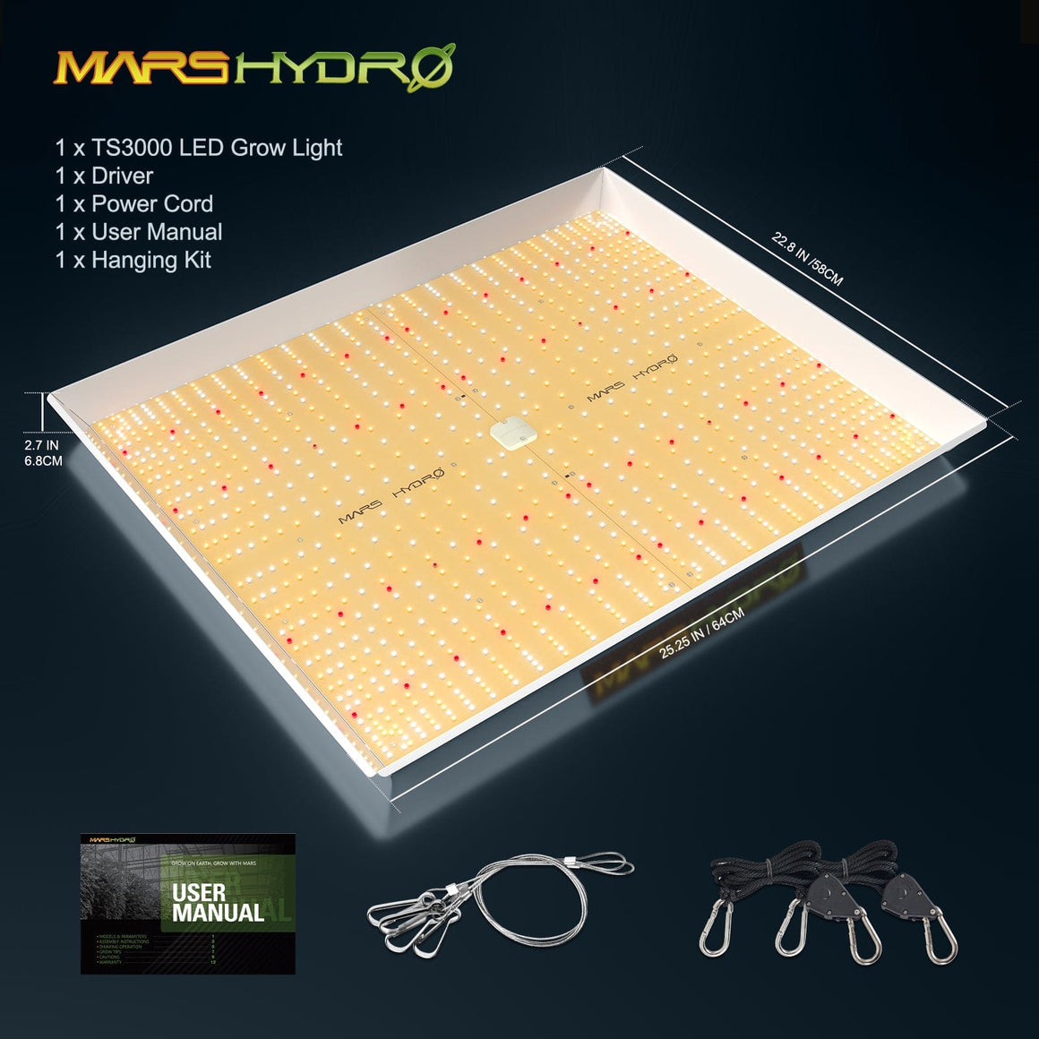 Mars Hydro Mars Hydro TS 3000 QB Design Full Spectrum LED Grow Light Inclusions