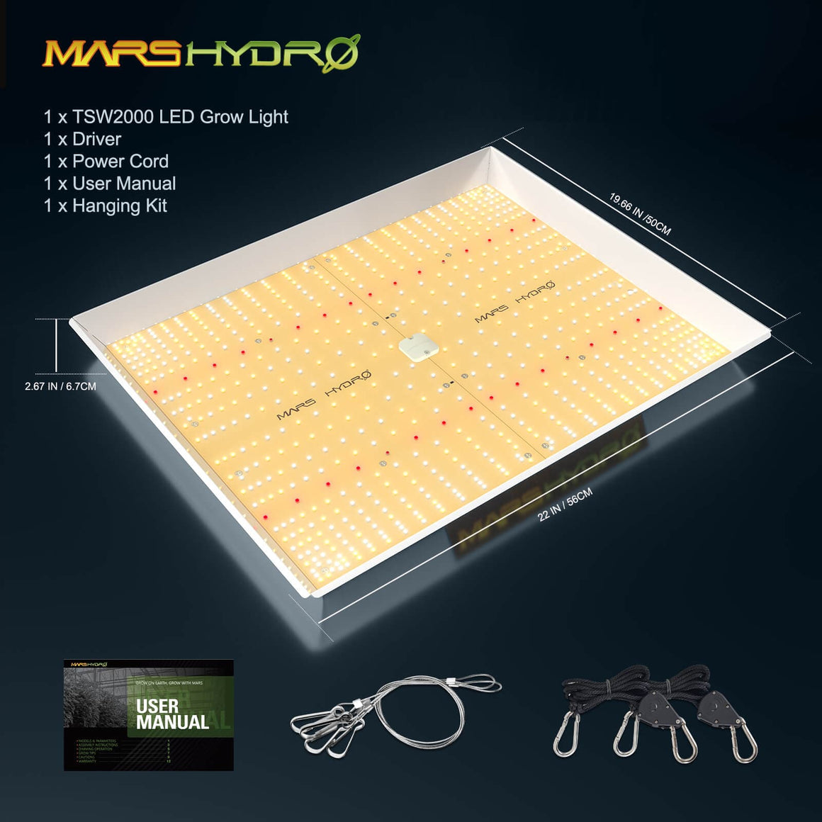 Mars Hydro Mars Hydro TSW 2000 QB Design Full Spectrum LED Grow Light Inclusion