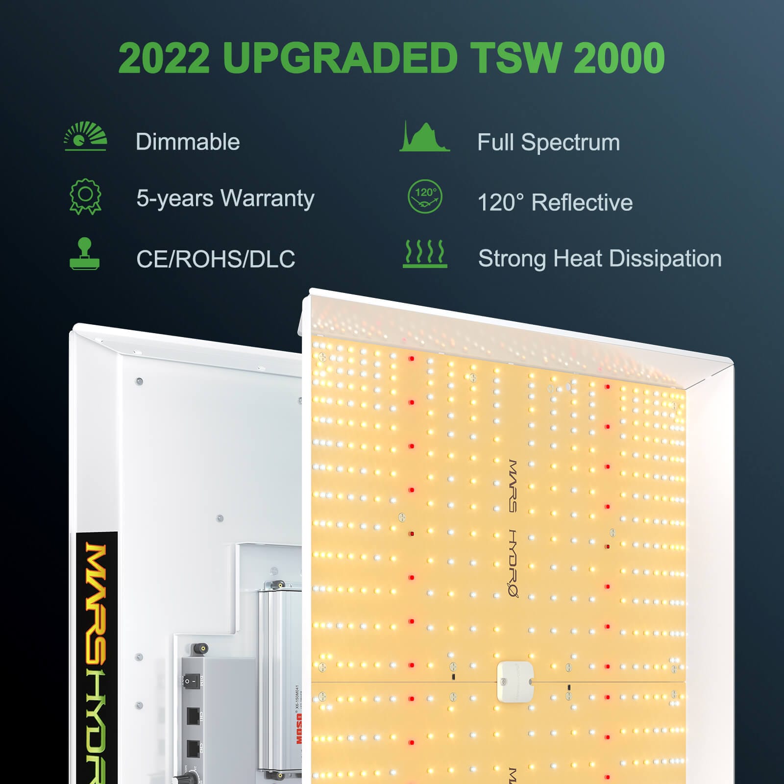 Mars Hydro TSW 2000 QB Design Full Spectrum LED Grow Light