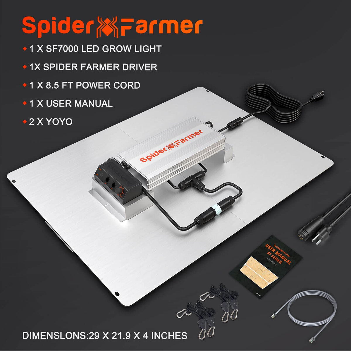 Spider Farmer Spider Farmer SF7000 Foldable Full Spectrum LED Grow Light Inclusions